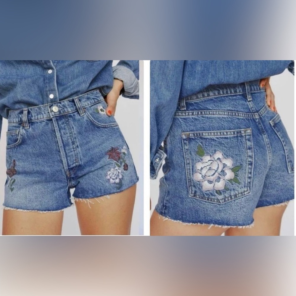 New Reformation Jeans Charlie High Rise Denim‎ Shorts Women's Size 29 Butterfly